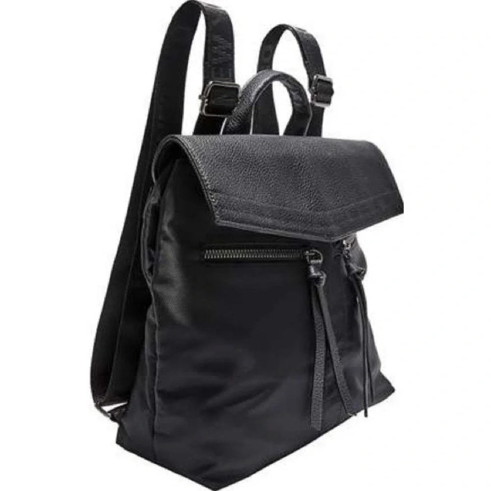 Botkier Backpack‎ Womens Medium Black Nylon New York Logo Strap Travel Gorpcore